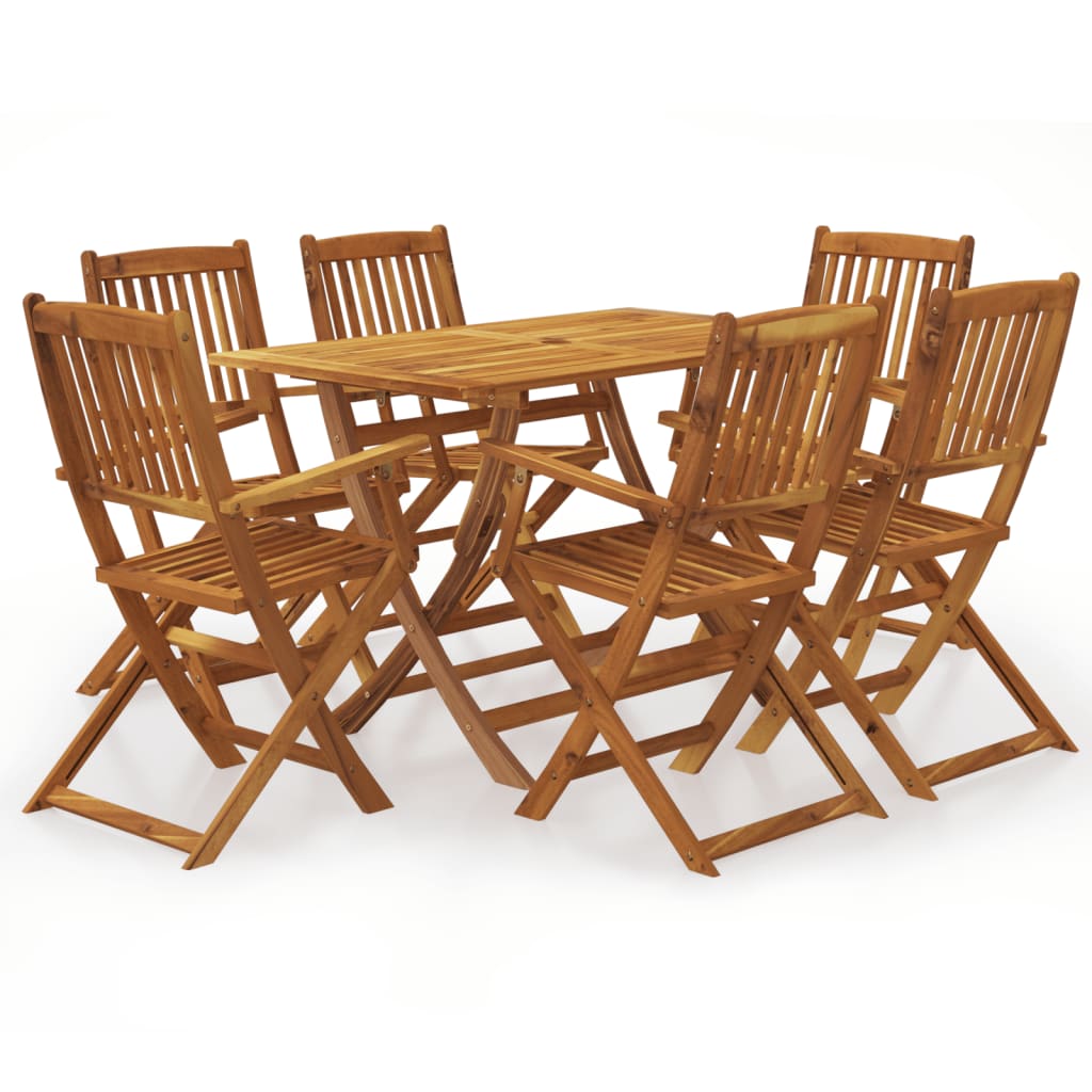 vidaXL Set mobilier de exterior pliabil, 7 piese, lemn masiv de acacia