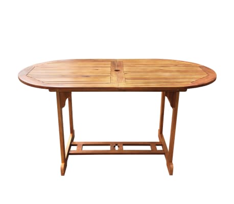 vidaXL Lauko valgomojo baldų komplektas, 10d., akac. med. masyv.