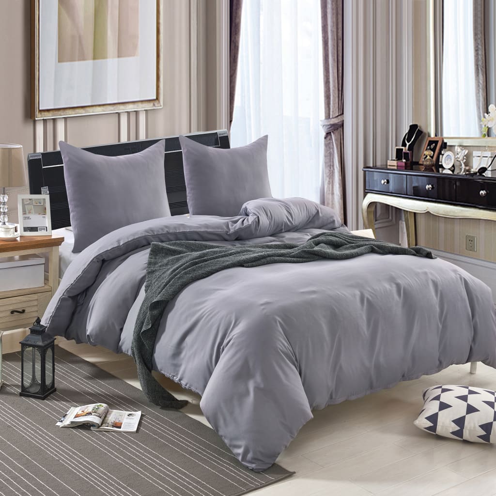 vidaXL Duvet Cover Set Anthracite 155x200/80x80 cm