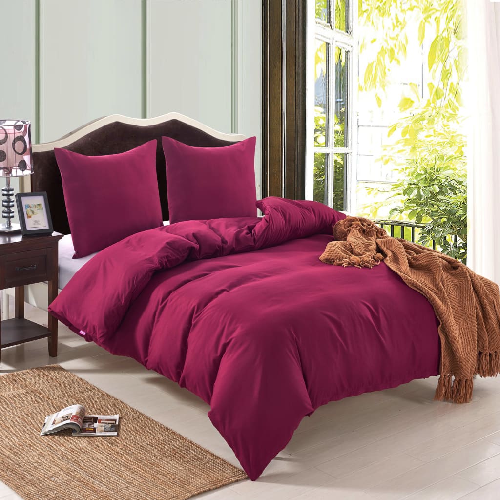 vidaXL Duvet Cover Set Burgundy 135x200/80x80 cm