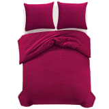 vidaXL Conjunto capa edredão 3 pcs 200x200/80x80 cm bordô