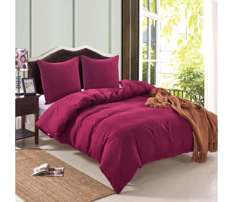 vidaXL Set Copripiumino Rosso Bordò 240x220/80x80 cm