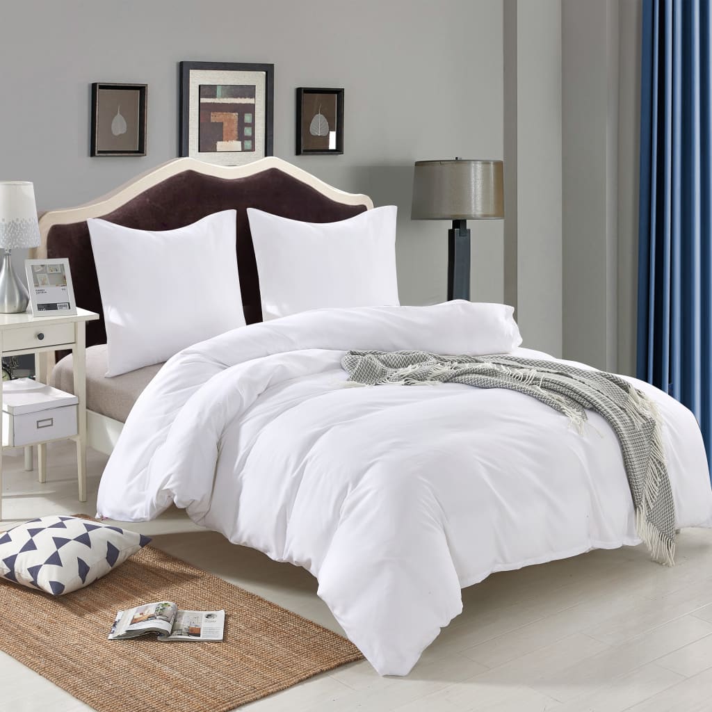 vidaXL Duvet Cover Set White 140x220/60x70 cm