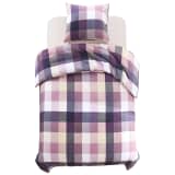 vidaXL Sengetøysett i 2 deler rutemønster lilla 155x220/80x80 cm