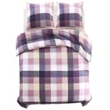 vidaXL Sengetøysett i 2 deler rutemønster lilla 200x220/80x80 cm