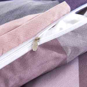 vidaXL Patalynės komplektas, violetiniai langeliai, 140x200/60x70cm