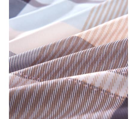 vidaXL Patalynės komplektas, chaki langeliai, 200x220/80x80cm