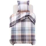 vidaXL Conjunto capa edredão 2pcs 140x200/60x70cm estampa xadrez caqui