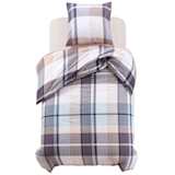 vidaXL Conjunto capa edredão 2pcs 140x220/60x70cm estampa xadrez caqui