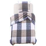 vidaXL Conjunto capa edredão 2 pcs 155x220/80x80cm estampa xadrez café