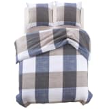 vidaXL Sengetøysett i 3 deler rutemønster kaffe 240x220/80x80 cm