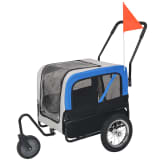 vidaXL 2-in-1 Pet Bike Trailer & Jogging Stroller Grey and Blue