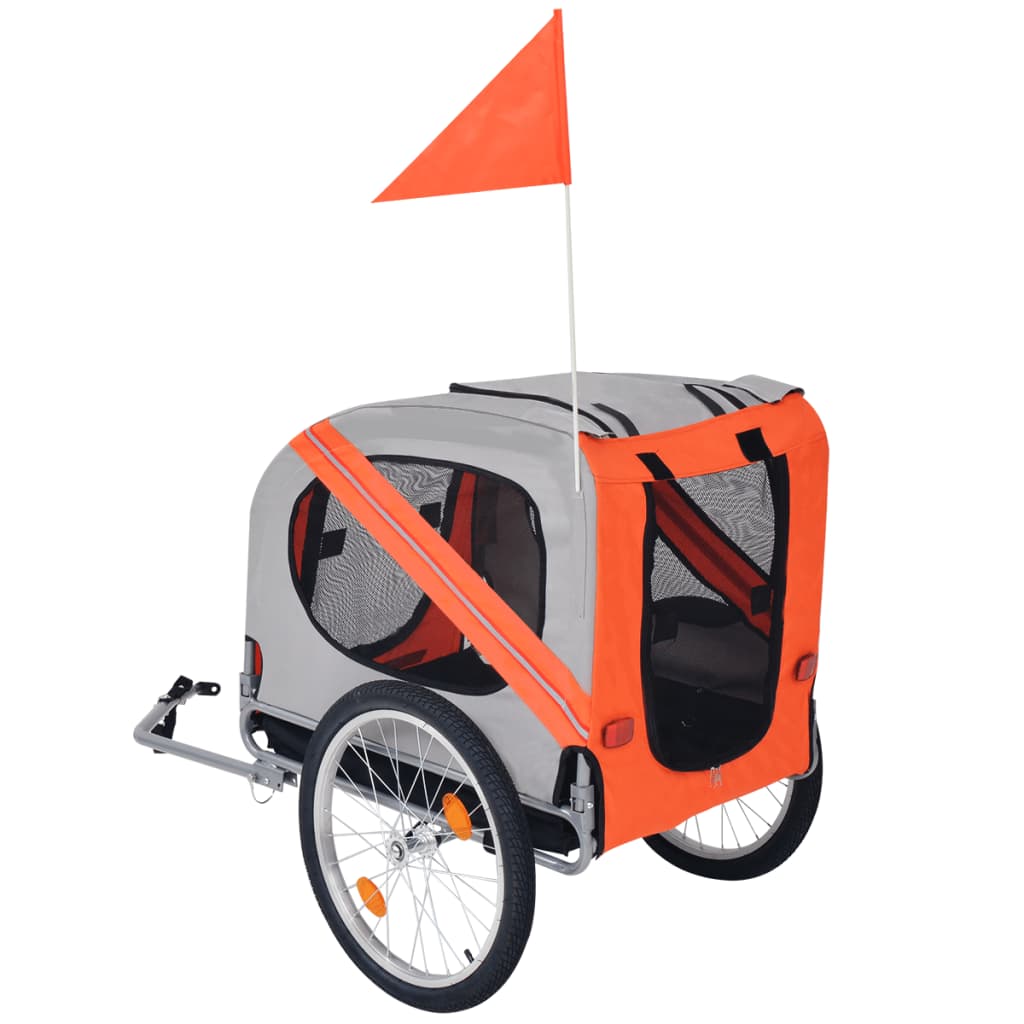 vidaXL Dog Bike Trailer Orange and Grey