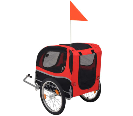 vidaXL Koirankuljetuskärry polkupyörään punainen ja musta