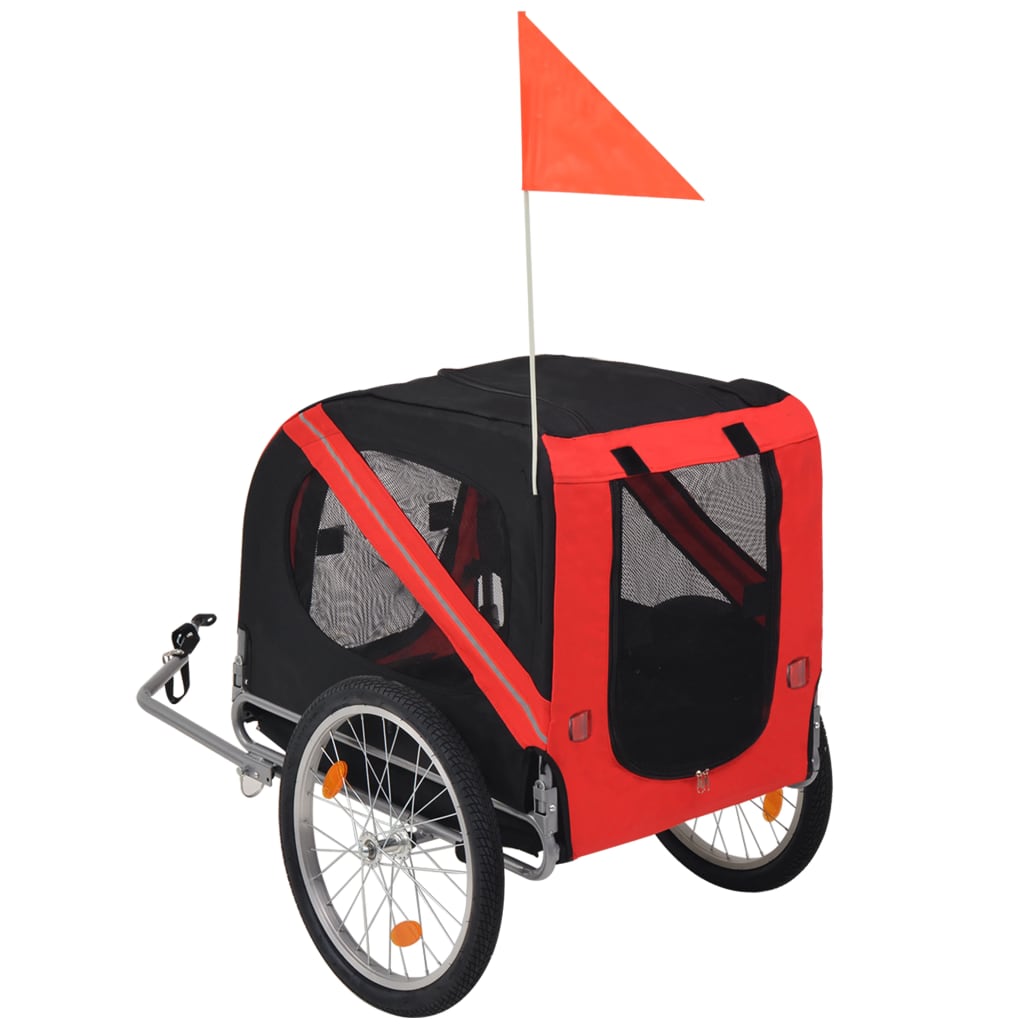 vidaXL Koirankuljetuskärry polkupyörään punainen ja musta