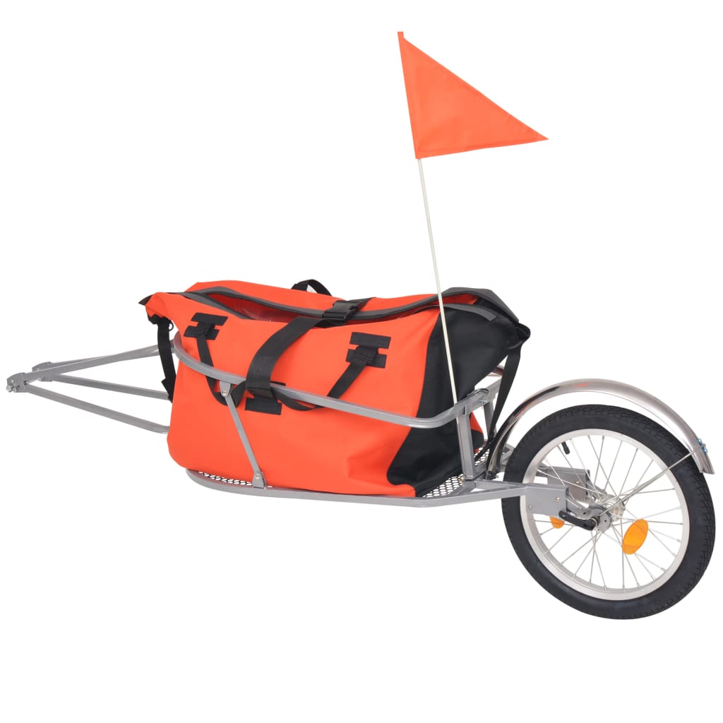 vidaXL Remorcă de bicicletă pentru bagaje, cu sac portocaliu și negru title=vidaXL Remorcă de bicicletă pentru bagaje, cu sac portocaliu și negru
