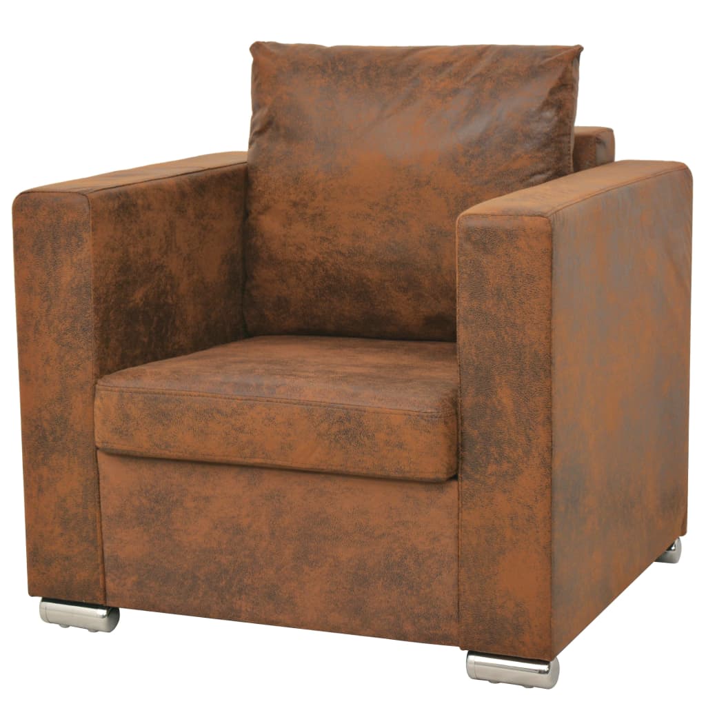 vidaXL Sessel Braun 82x73x82 cm Wildlederimitat