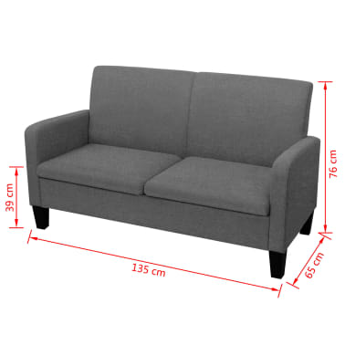 vidaXL Sofá de 2 lugares 135x65x76 cm cinzento escuro[4/4]