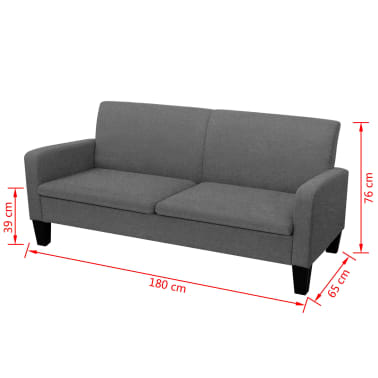 vidaXL Sofá de 3 lugares 180x65x76 cm cinzento-escuro[4/4]