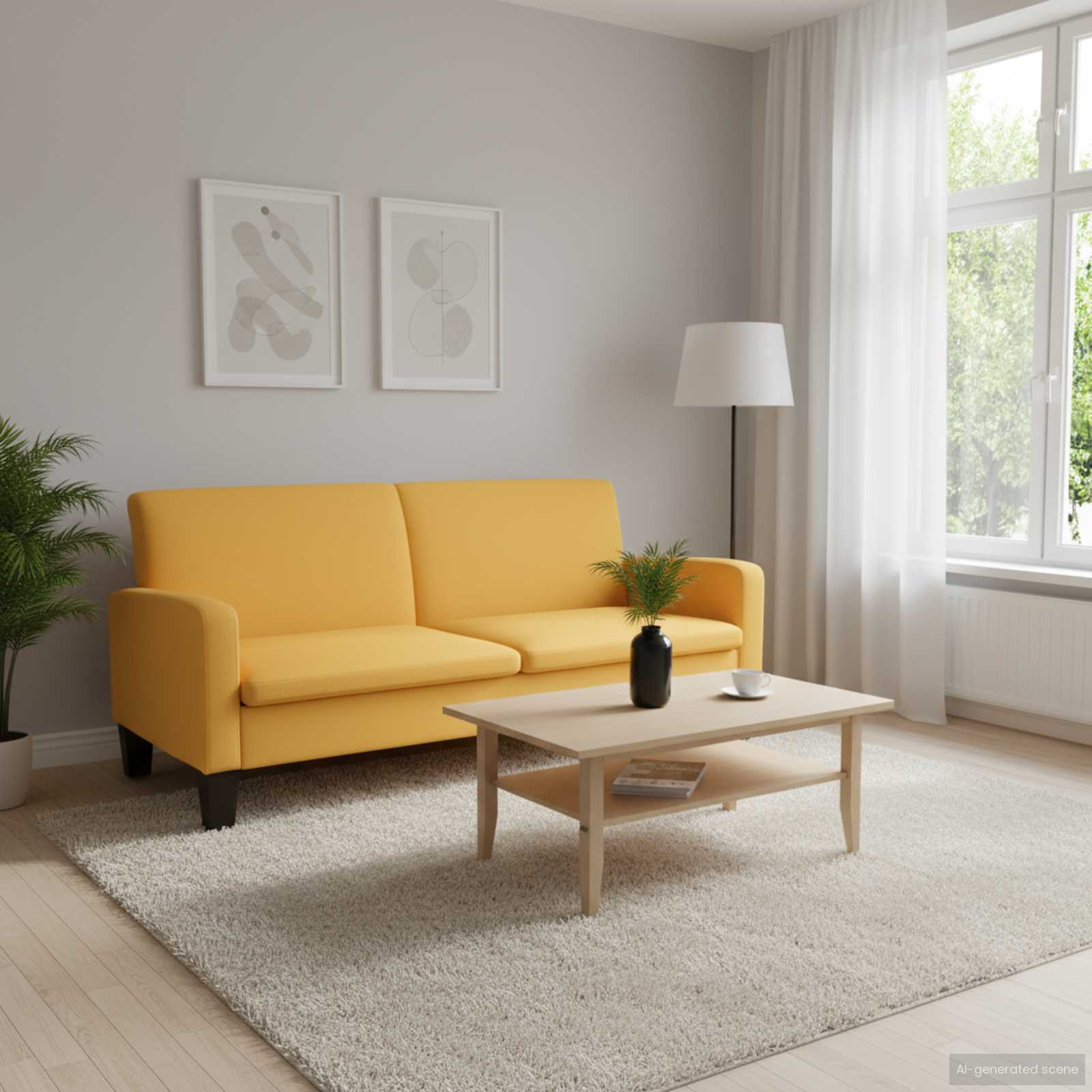 Driezitsbank 180x65x76 cm geel