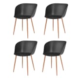 vidaXL Cadeiras de jantar 4 pcs, assento plástico preto, pernas aço