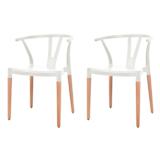 vidaXL Cadeiras de jantar 2 pcs, assento plástico branco, pernas aço