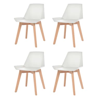 Vidaxl Dining Chairs 4 Pcs White Plastic Seat Beech Wood Legs Vidaxl Dining Chairs 4 Pcs White Plastic Seat Beech Wood Legs 1 6