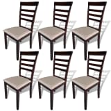vidaXL Dining Chairs 6 pcs Fabric Brown and Cream