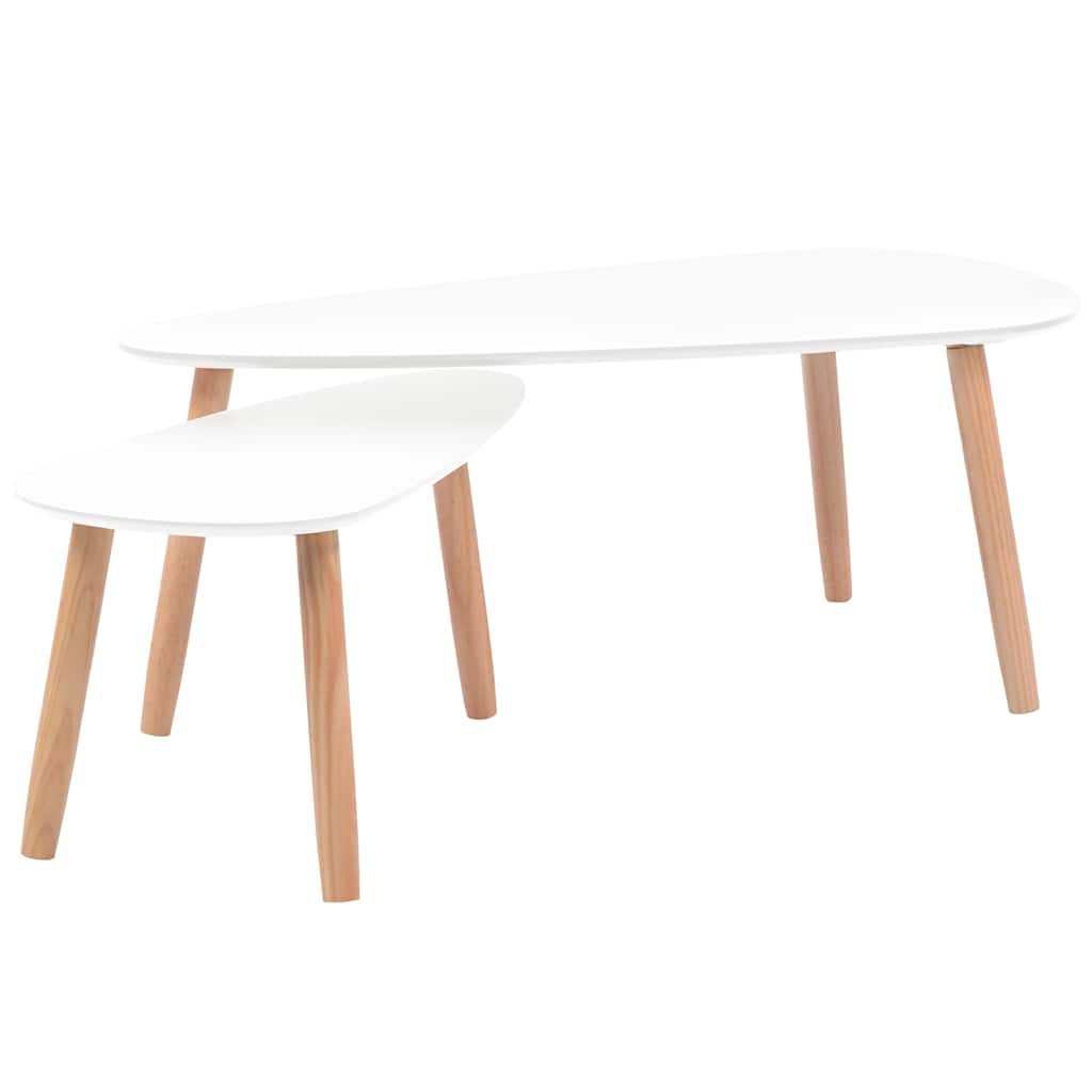 

vidaXL Coffee Table Set 2 Pieces Solid Pinewood White