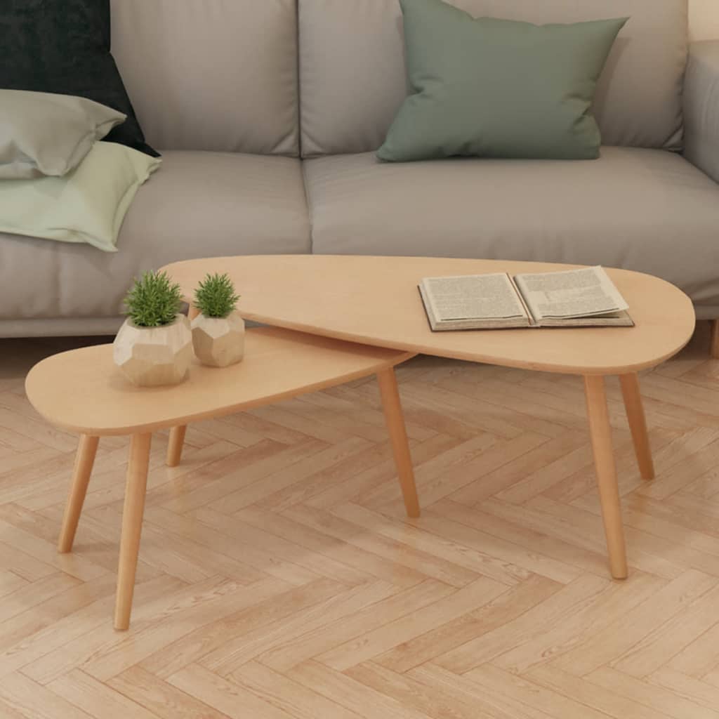 vidaXL sofabordssæt i 2 dele massivt fyrretræ brun