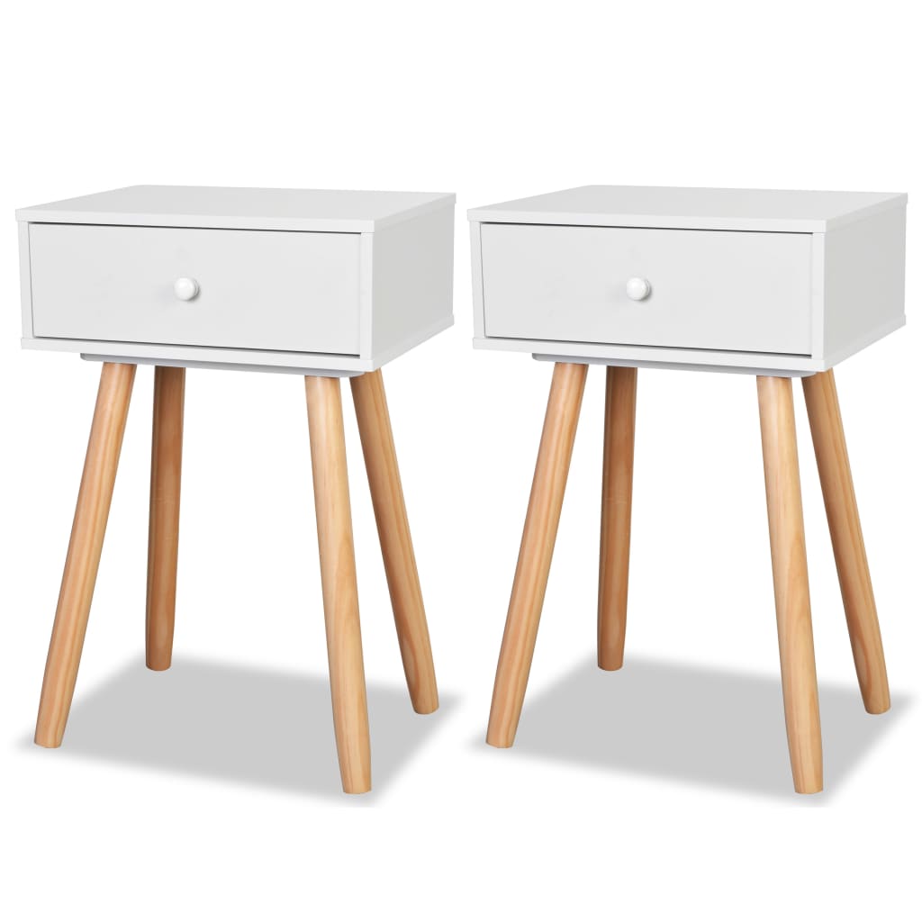 

vidaXL Side Tables 2 pcs Solid Pinewood 15.7"x11.8"x24" White