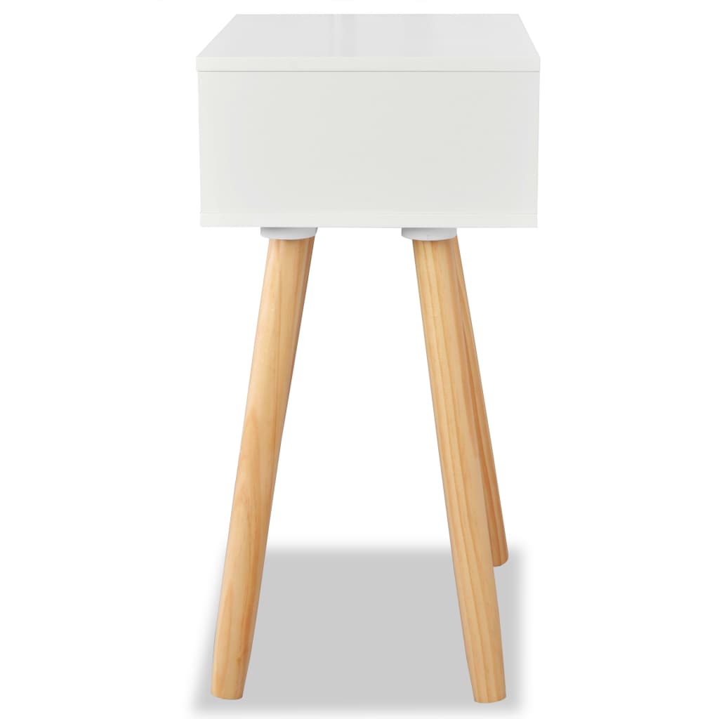  Biele nočné stolíky, 2 ks, masívne borovicové drevo, 40x30x61 cm