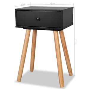 Noční stolky 2 ks masivní borové dřevo 40 x 30 x 61 cm černé - obrázek 8