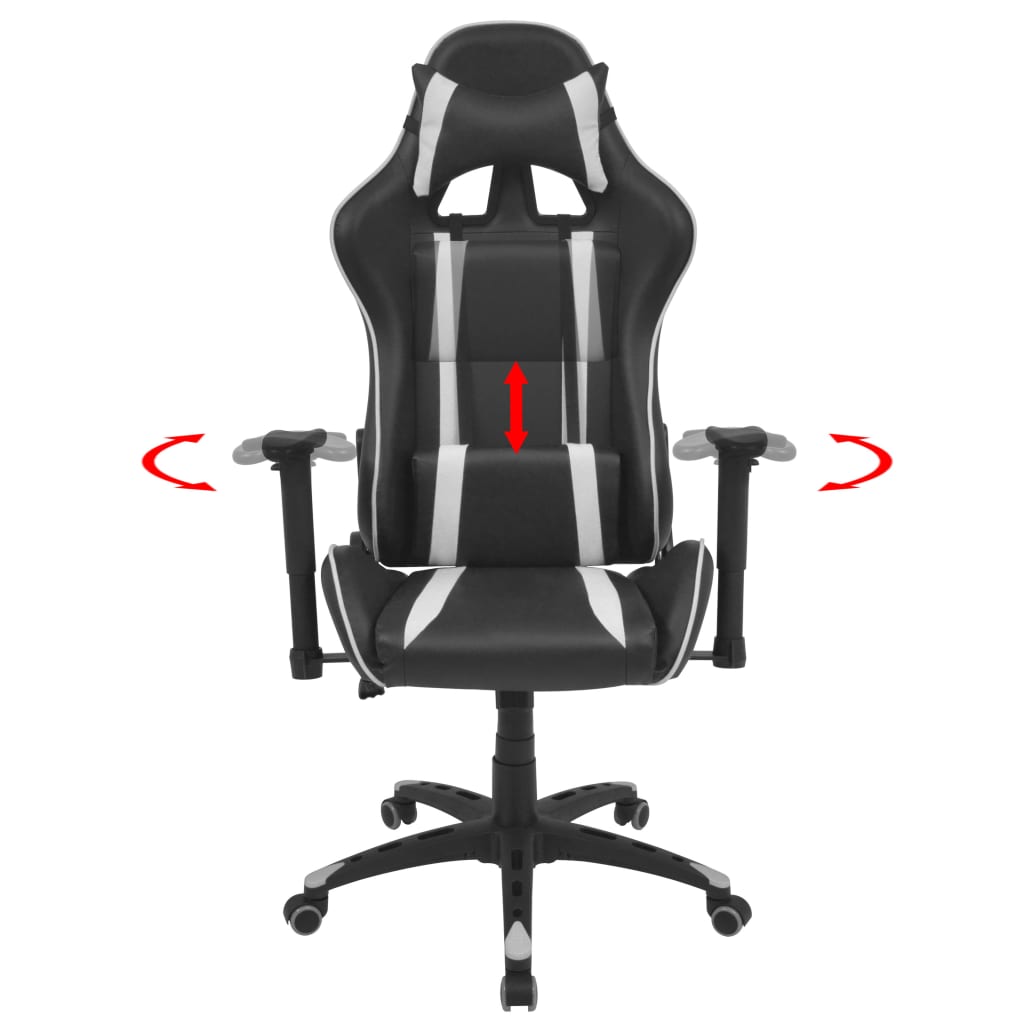 Fehér dönthető háttámlás versenyautó ülés alakú irodai szék 