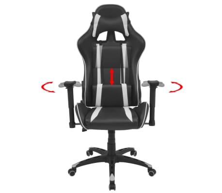 vidaXL Cadeira escritório reclinável estilo corrida pele artif. branco
