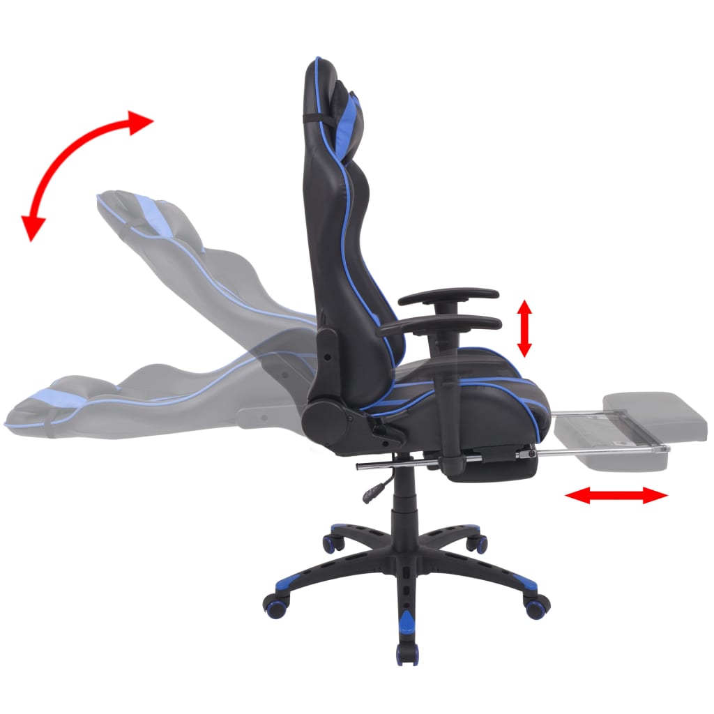 Podesiva igraća uredska stolica s osloncem za noge plava