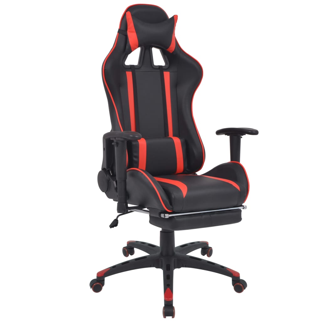 Polohovací kancelářská herní židle s podnožkou červená
