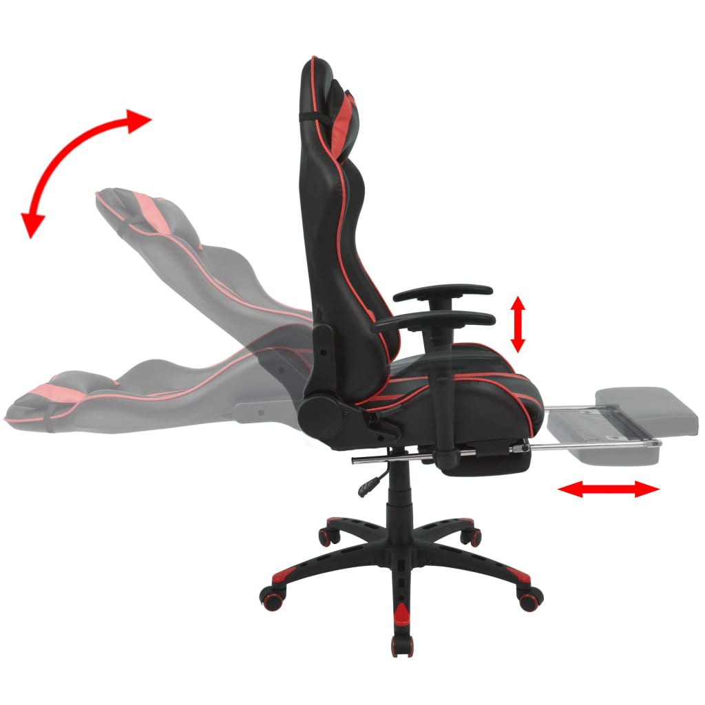 Podesiva igraća uredska stolica s osloncem za noge crvena