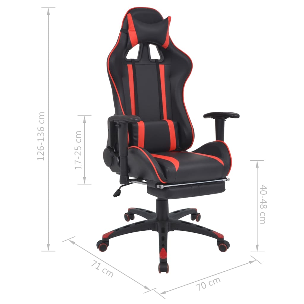 Piros dönthető versenyautó ülés alakú irodai szék lábtartóval 