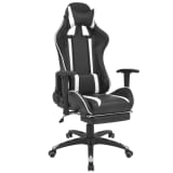 vidaXL Scaun birou rabatabil, design racing, suport picioare, alb