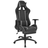 vidaXL Scaun rabatabil, design racing, suport picioare, gri