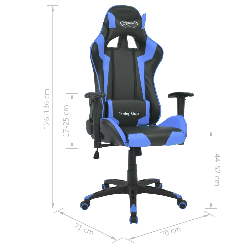Kék dönthető versenyautó ülés alakú műbőr irodai szék 
