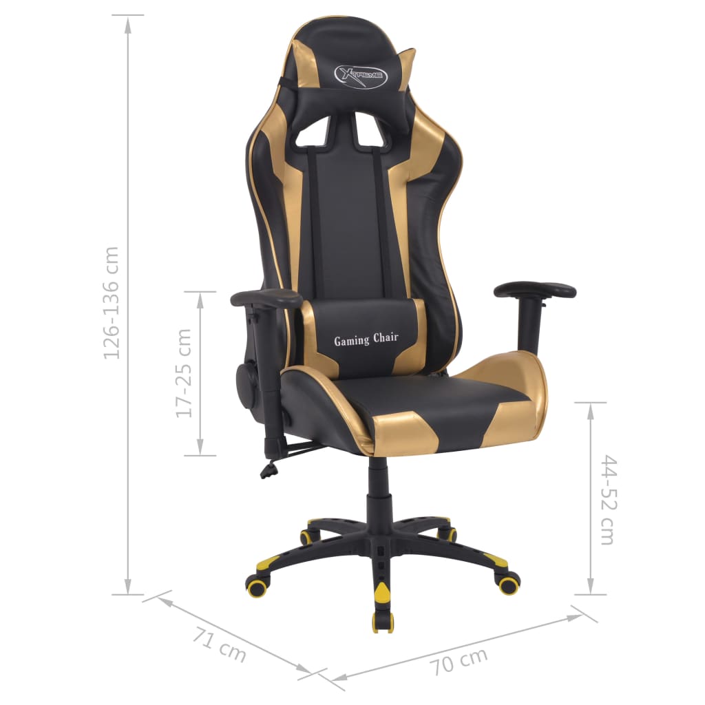 Aranyszínű dönthető versenyautó ülés alakú műbőr irodai szék 
