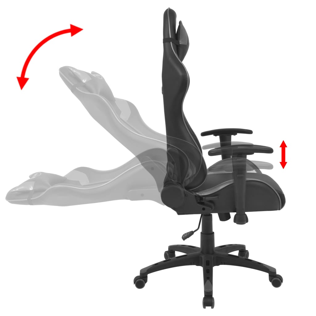 Szürke dönthető versenyautó ülés alakú műbőr irodai szék 