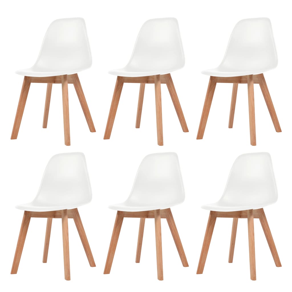 Image of vidaXL Dining Chairs 6 pcs White Plastic