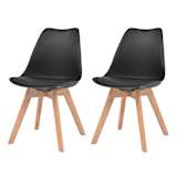 vidaXL Esszimmerstühle 2 Stk. Kunstleder Massivholz Schwarz