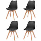 vidaXL Esszimmerstühle 4 Stk. Kunstleder Massivholz Schwarz