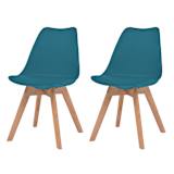vidaXL Esszimmerstühle 2 Stk. Kunstleder Massivholz Türkis