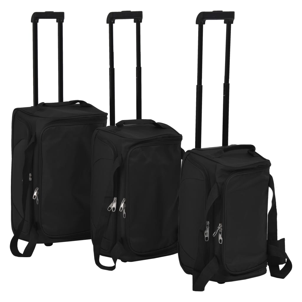 vidaXL Set de valize, 3 piese, negru 