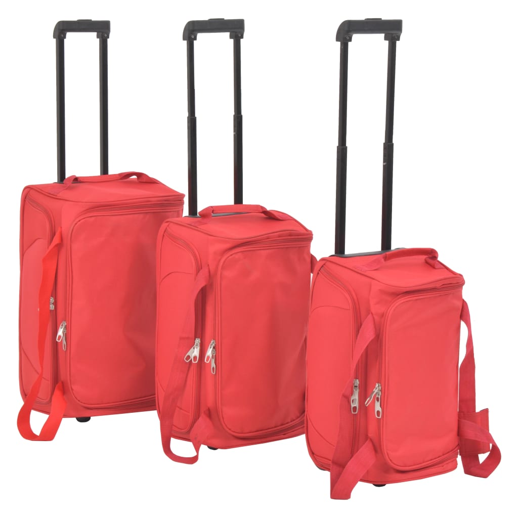 vidaXL Set de valize, 3 piese, roșu 